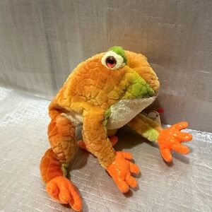 TY Beanie Baby Prince Orange and Green Plush Frog Toy